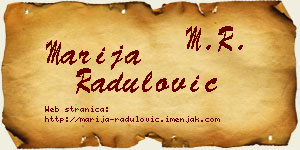 Marija Radulović vizit kartica